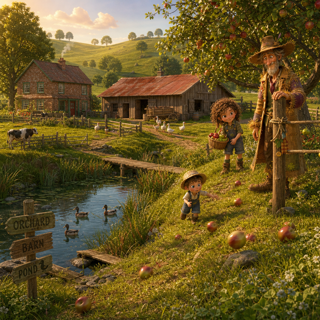 Apples Rolling to the Pond