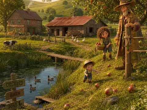 Apples Rolling to the Pond