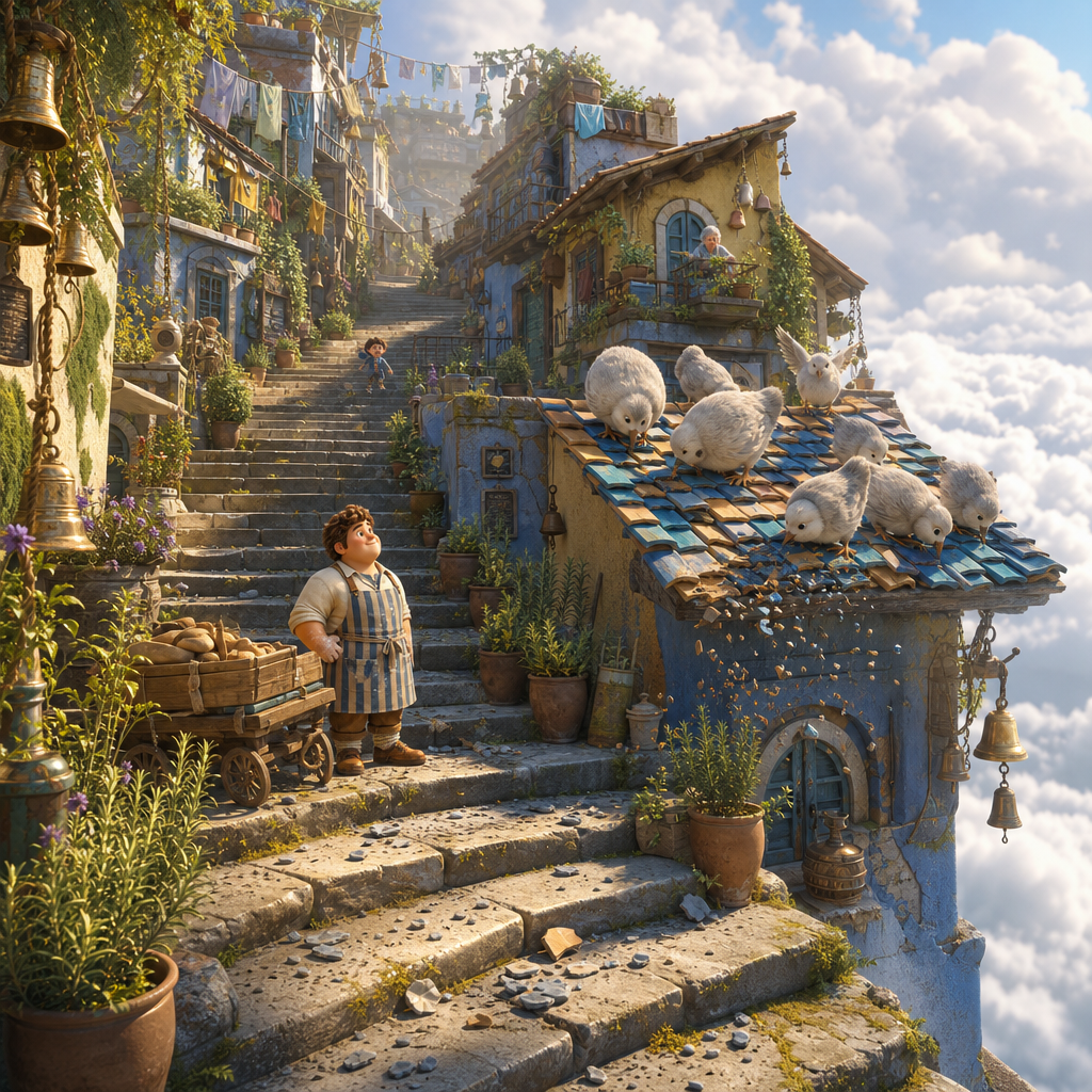 The Birds Peck the Roofs