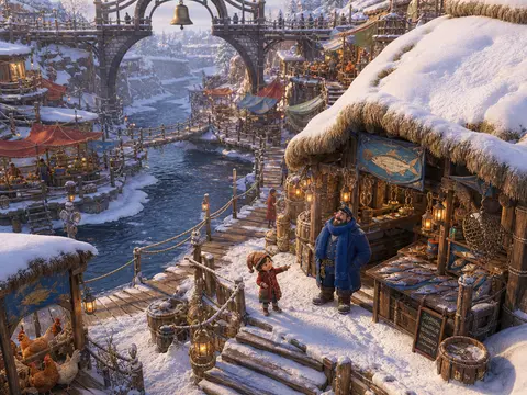 Snow on the Fish Stall